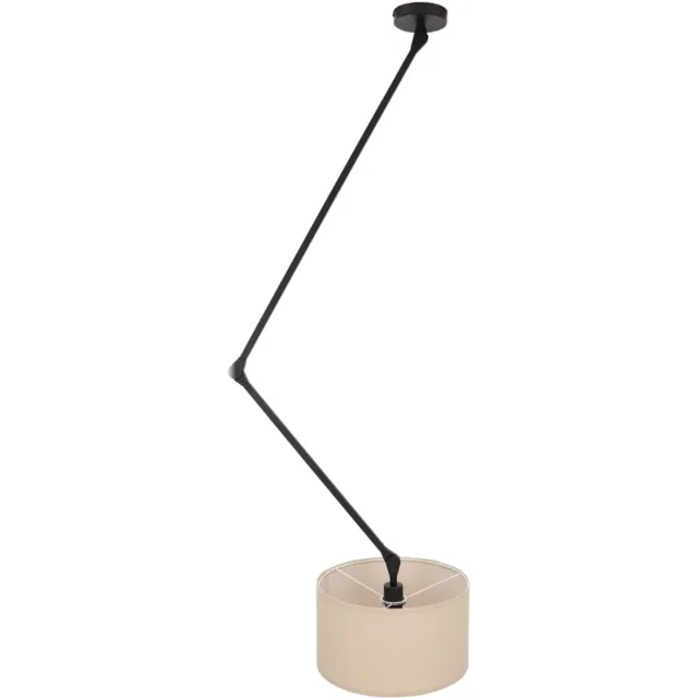 Olucia TIMMY - Plafondlamp - Zwart / Beige - Vorm: Cilinder