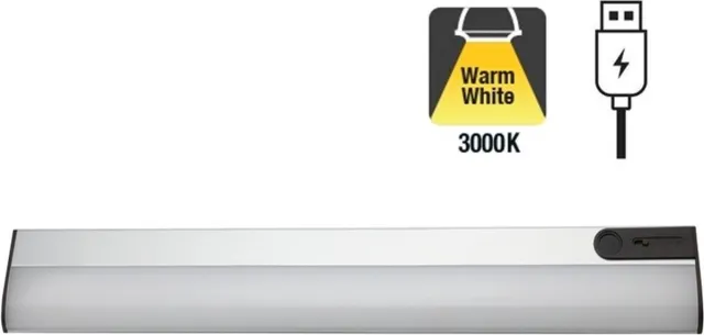 Integral LED Sensorlux LED Kastverlichting - 1,7 watt - 150 lumen - 3000K Warm Wit - IR Handsensor - Dimbaar - USB 5v Batterij Oplaadbaar - 350mm