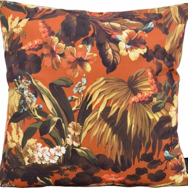 Gek op Kussens! Floral Leafs Kussenhoes | 45 x 45 cm | Katoen/Polyester bruin-groen