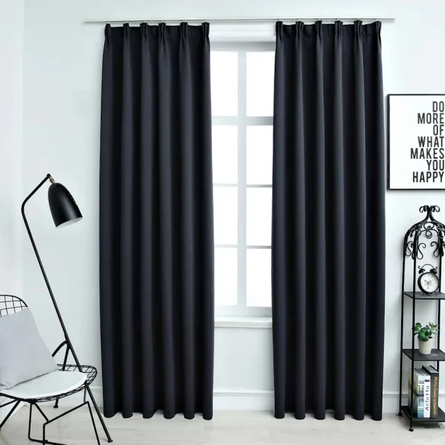 vidaXL Gordijnen verduisterend met haken 2 st 140x175 cm antraciet Anthraciet