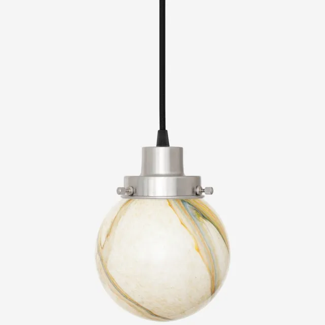 Coloured by Art Hanglamp aan snoer Marmer Bol 20's Matnikkel - Art Deco Trade