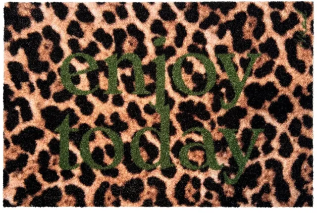 Mad About Mats Ludo - enjoy today luipaard - deurmat - schoonloop/scraper - wasbaar - 50x75cm multi