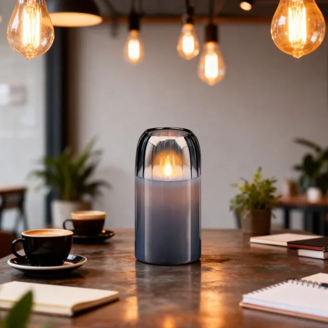 arti casa LED Kaars Ø7,5x15cm - Grijs Glas - Realistische Bewegende Vlam - Werkt op 2xAA Batterijen - Veilig en Vlamloos Alternatief voor Echte Kaarsen - Sfeervol Voor Binnenshuis Gebruik
