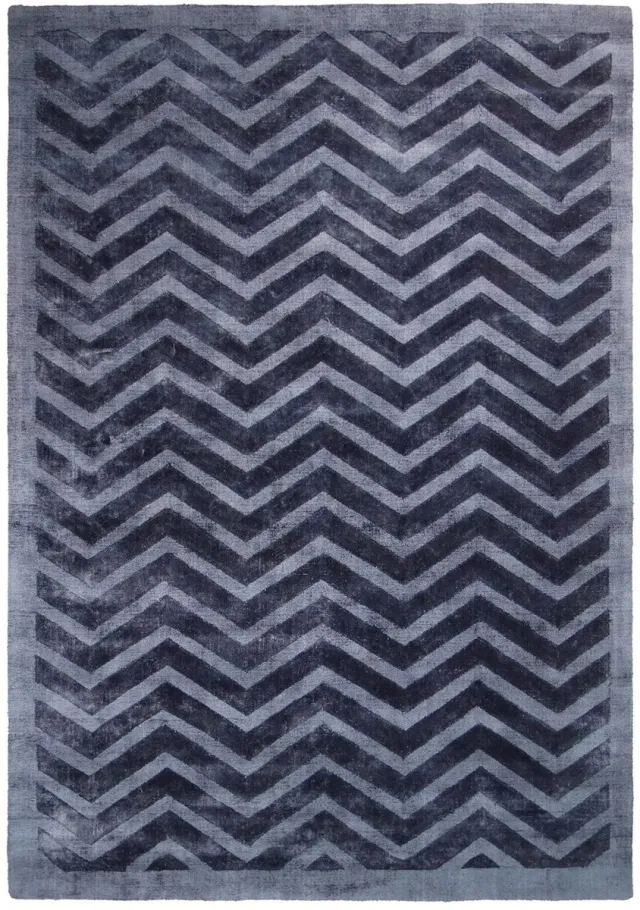 Dutch XXL Retro Vloerkleed | Tapijt | Luxury | Zigzag | Marineblauw | 80x150 cm