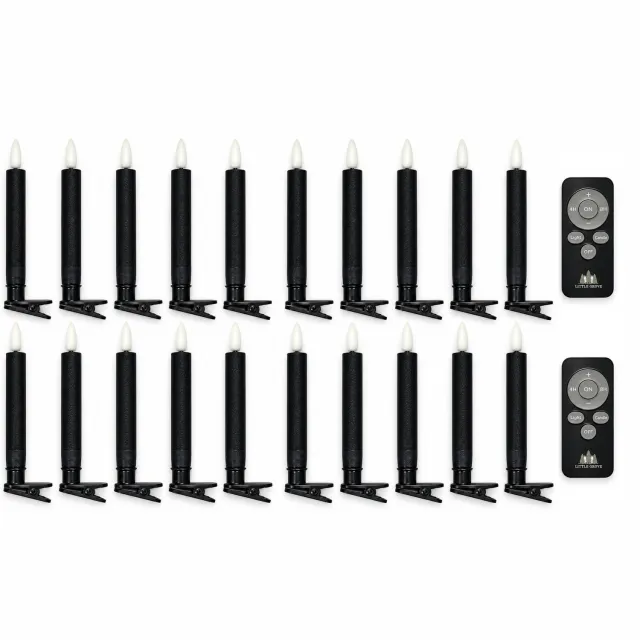Little Grove set van 20 LED-kerstboomkaarsen met clips - antraciet