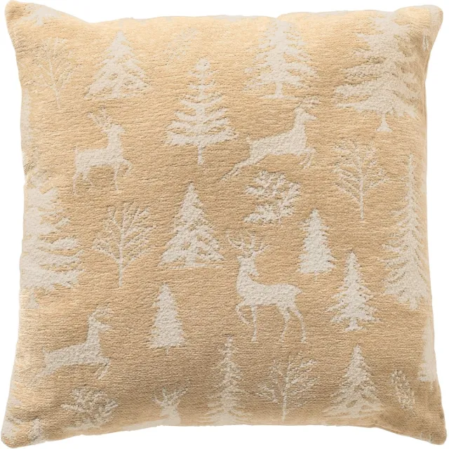 Textino GLORIA - kussenhoes 45x45 cm - chenille - kerstmotief - Summer Sand - beige Zand