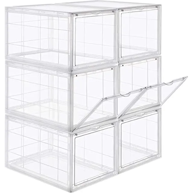 MINA Schoenendoos - Stapelbare schoen organizer - Set van 6 - 28 x 36 x 22 cm wit
