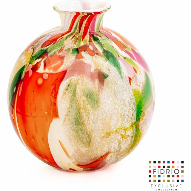 Fidrio Design vaas Bolvase With Neck - Fidrio MIXED COLOURS - glas, mondgeblazen bloemenvaas - diameter 23 cm - Hoogte 19 cm Multicolor