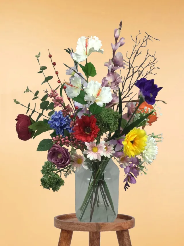 The Bloomistic Company The Bloomistic® – Zijden Boeket – 60-70 cm hoog – Kunstbloemen – 20 stelen – moederdag – nepbloemen – housewarming cadeau – cadeau – decoratie woonkamer Remi
