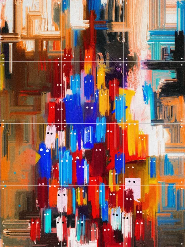 IXXI Abstract Spooky, Vineet Suresh - 60 x 80 cm - Grote wanddecoratie en posters - Abstract, Kwaststreken, Modern, Gemengde Technieken, Kleurrijk Blauw