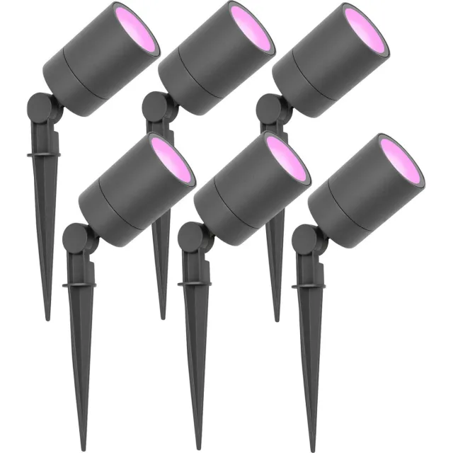 LEDVION 6X SMART Wifi LED Prikspots Antraciet - IP65 - 5W - 1M