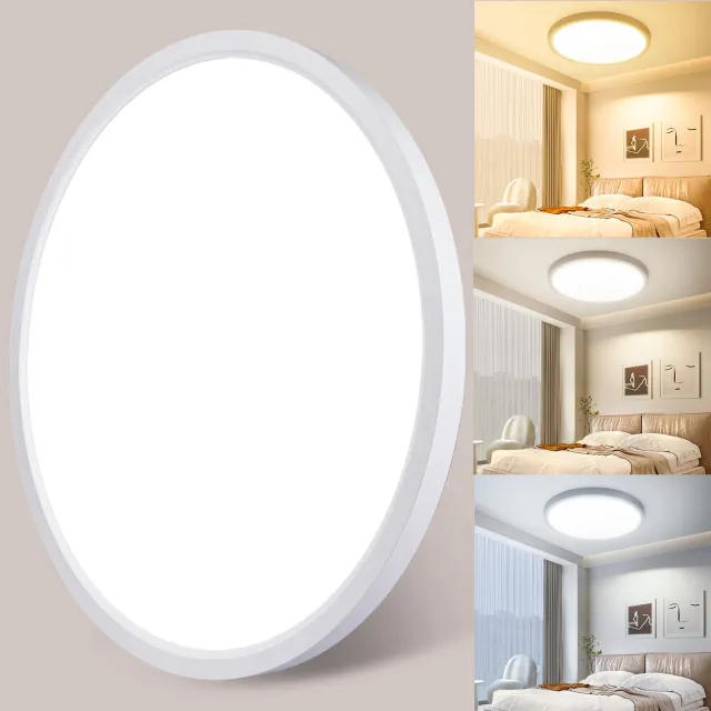 LOVHAUS LED Plafondlamp 30 cm - 24W - 3000K 4000K 6500K - Plat Rond - IP44 Badkamerlamp Wit