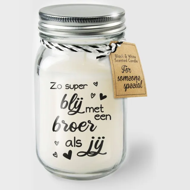 Paper dreams Black & White geurkaars - Broer Zwart wit