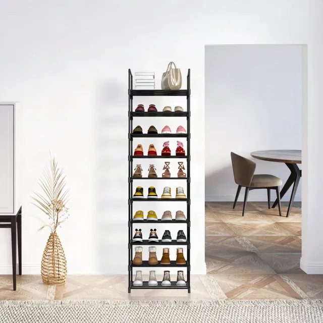 Happiq Schoenenrek - Voor Kamer of Hal - Aanpasbaar Ontwerp - Metalen Frame Ruimtebesparend Zwart