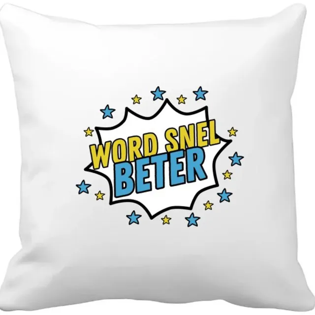 Akyol word snel beter Kussen hoes - Beterschap - iemand die ziek is of iets gebroken heeft - ziek - koorts - snel beter worden - cadeau - beterschap cadeau - kado - gift - geschenk - 40 bij 40 cm Multicolor