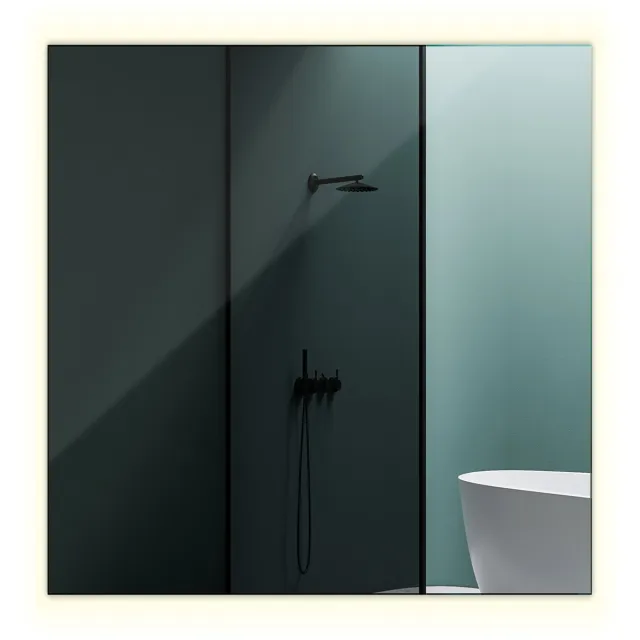 TULUP Spiegel – Rechthoekige Spiegel – 50 cm x 50 cm – Wandspiegel Zonder Lijst – Badkamer Spiegel – Moderne Spiegel – 3000K (Warm Licht)