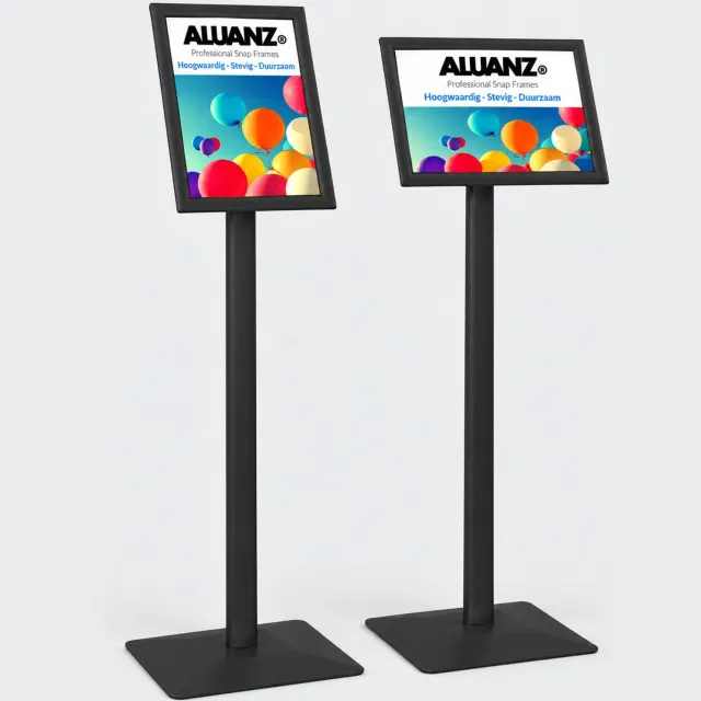 Aluanz Infostandaard A3 formaat kliklijst ZWART ALUANZ - incl beschermfolie - Informatiestandaard infodisplay verwijsbord infostand menubord Mat Zwart
