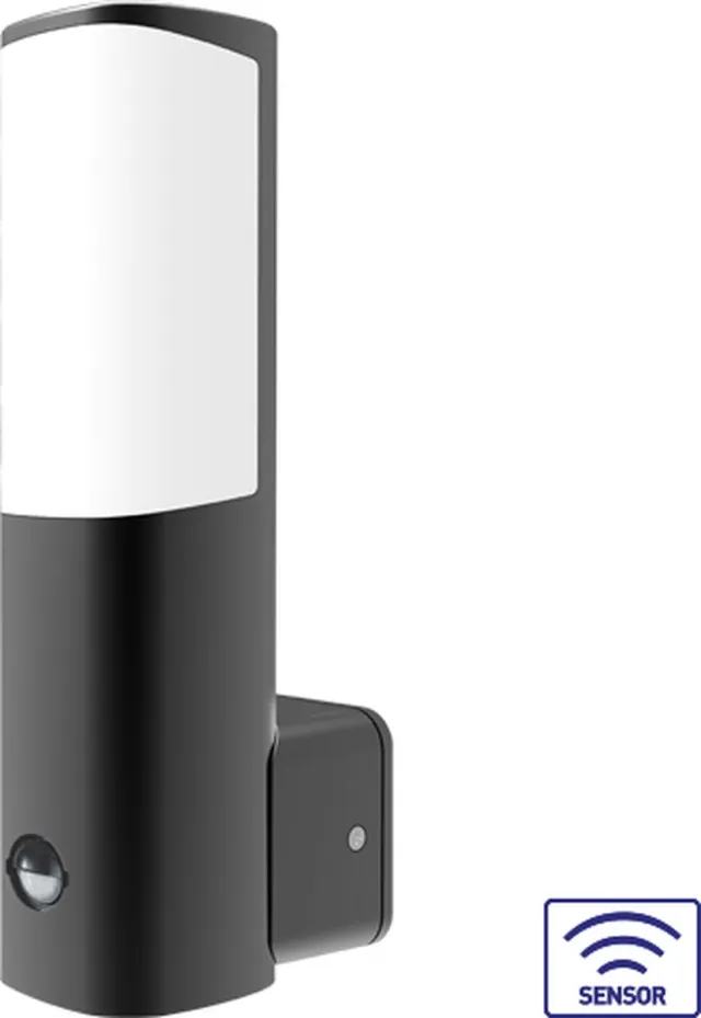 BRAYTRON Tarus LED Tuinverlichting Wandlamp LED Buitenlamp Aluminium- Bewegingssensor -Waterditch IP54 -Grijs -7W -3000K Warm wit licht Antraciet