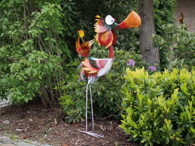 Rawa Grote gekleurde tuinvogel - vreemde vogel karel XL- 75x35x140 -metalen vogel multi