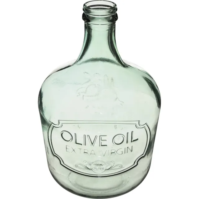 Atmosphera Vaas Toscane - olijfolie fles model - transparant - lichtgroen glas - 42 x 27 cm