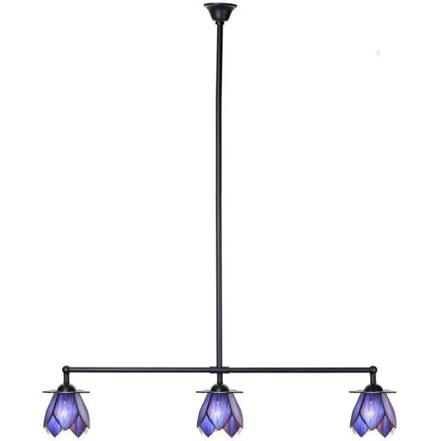 Coloured by Art Tiffany T-lamp 3 lichts ''Blue Lotus'' - Art Deco Trade Blauw