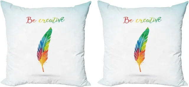 ABAKUHAUS Veer Sierkussenhoes Set van 2, Regenboog Quill Kreative, Modern Accent Dubbelzijdige Digitale Print, 40x40, Meerkleurig