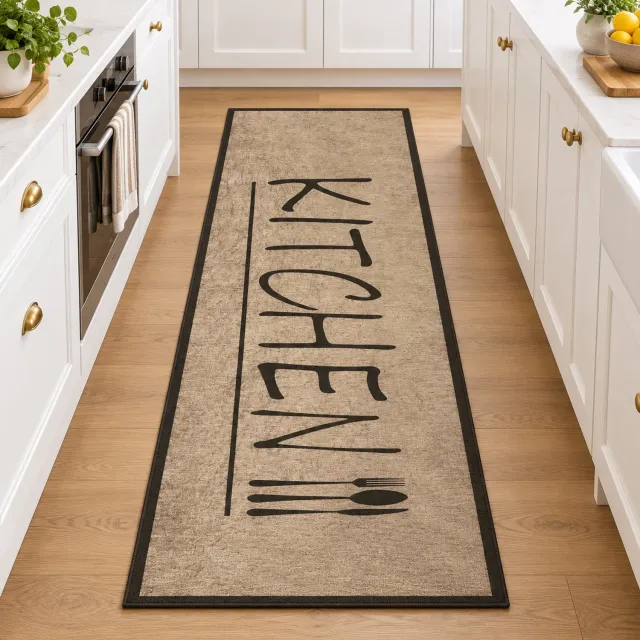 La Sheba Keukenloper Kitchen - Beige - 60x180 cm - Vloerkleden - Keuken Tapijt - Keukenmat - Loper Tapijt - Loper Vloerkleed
