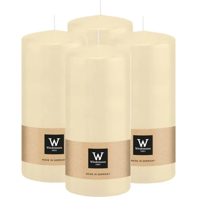 Wiedemann Cilinderkaars/stompkaars - 4x - creme wit - 15 x 7 cm - 63 branduren - zuilkaarsen