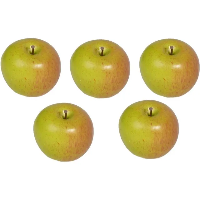 Bellatio Flowers & Plants Kunstfruit - 5x - appel - verzwaard - 8 cm - decoratiefruit - sier - fruitschaal Multi