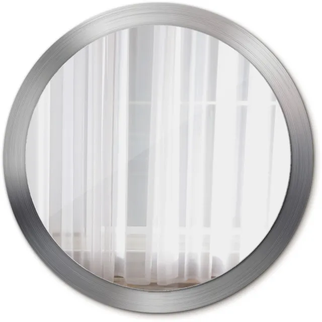 TULUP Spiegel - Spiegel op gehard Glas - Ronde Spiegel - Metaalimitatie - Diameter: 100 cm - Decoratieve spiegel met patroon - Luxe Spiegel - Zilveren - Woonkamerspiegel - Inloopkastspiegel - Spiegel voor kantoor of studio - Spiegel Met Haken Zilver Metaalimitatie