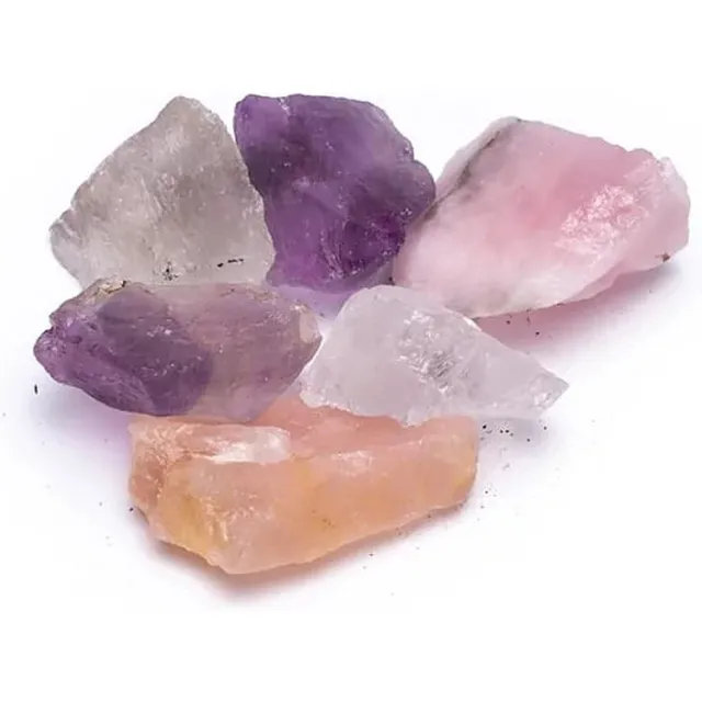 Joy of Balance Ruwe Gouden Driehoek Edelstenen - Amethist, Bergkristal & Rozenkwarts - 3 Tot 5cm p/s - Ruwe Edelstenen & Mineralen Meerkleurig