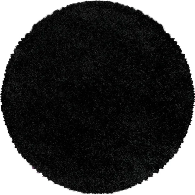 Muratap Monaco Soft Rond Shaggy Hoogpolig Vloerkleed Black- 200 CM Ø Zwart