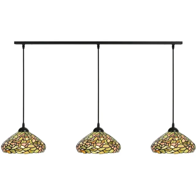 Coloured by Art 3 x Tiffany Settle Down lampen aan plafondbalk - Art Deco Trade Groen