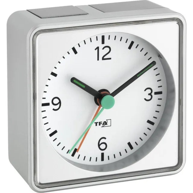 TFA Dostmann 60.1013.54 Wekker Quartz Zilver Alarmtijden: 1 Fluorescerende Wijzers
