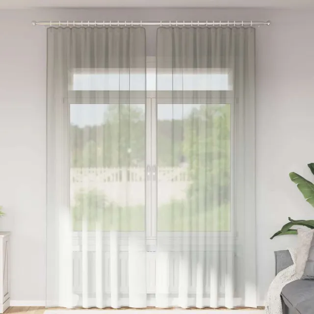 vidaXL Gordijnen voile met roedezakken 2 st lichtgrijs grijs