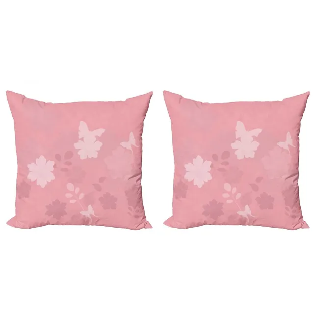ABAKUHAUS Roze Kussenhoes – Set van 2x40x40 cm – Dubbelzijdig bedrukt – Lichtroze Blassroze