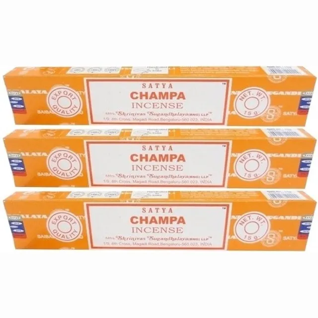 HEM Satya Nag Champa wierook stokjes - Champa - 3x pakje van 12 stuks - 15 gram Multi