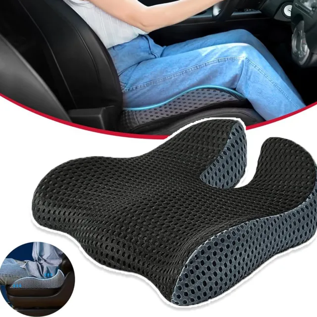 CHOOLY Ergonomisch Kussen Van Traagschuim Met 4D Mesh-Hoes - Antislip Ademend 43,5 x 43,5 cm - Verlicht De Druk Op De Onderrug - Voor Bureau, Auto En Rolstoel - Zwart