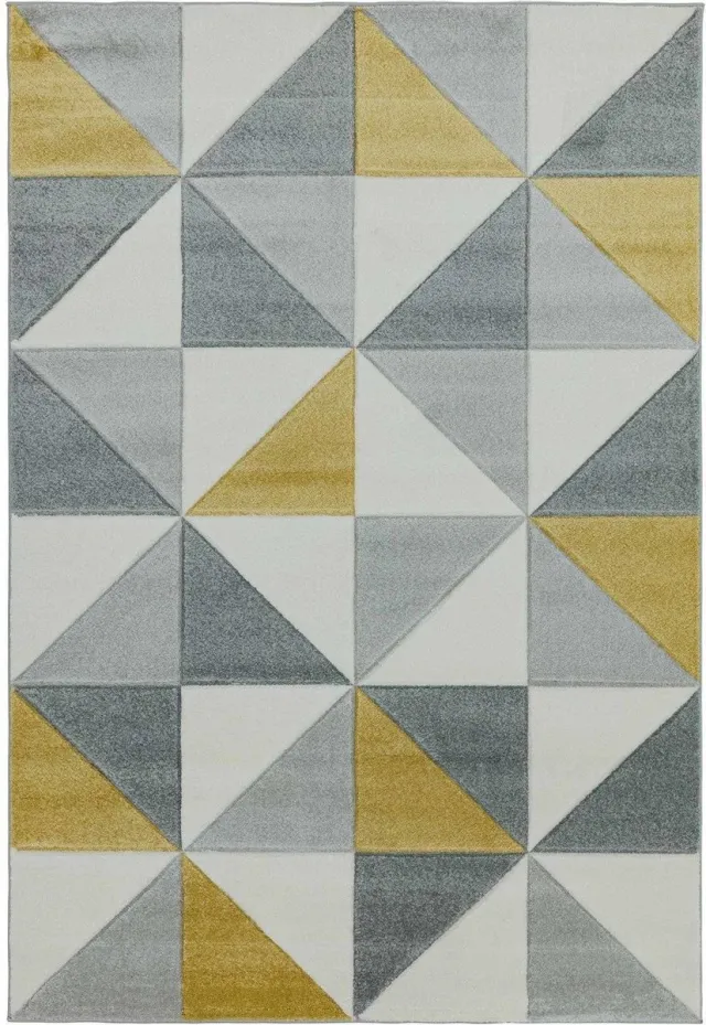 Eazy Living Easy Living - Sketch-Cubic-Ochre Vloerkleed - 160x230 - Rechthoek - Laagpolig Tapijt - Modern - Geel, Grijs