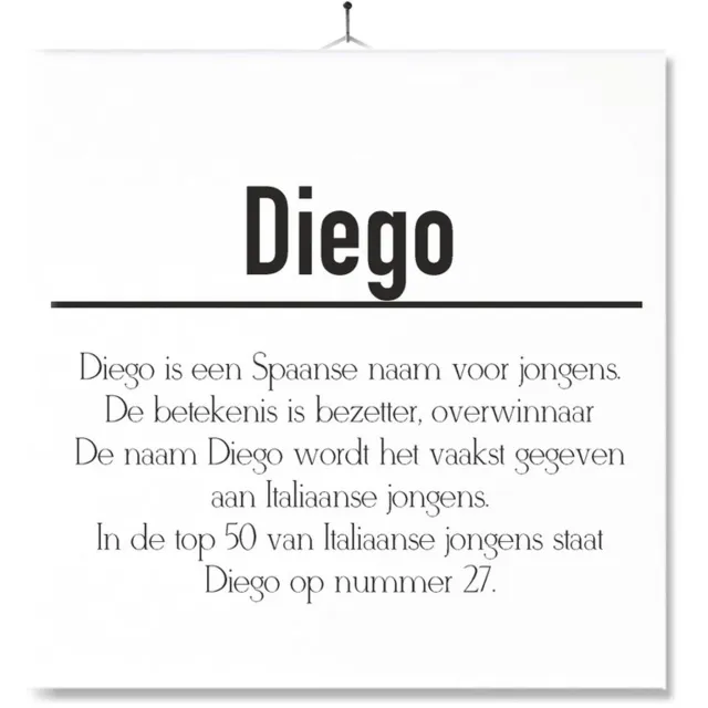 MC Living Tegel Met Opdruk | Betekenis | Kado | Cadeau | Met Naam - Diego Multi-Color
