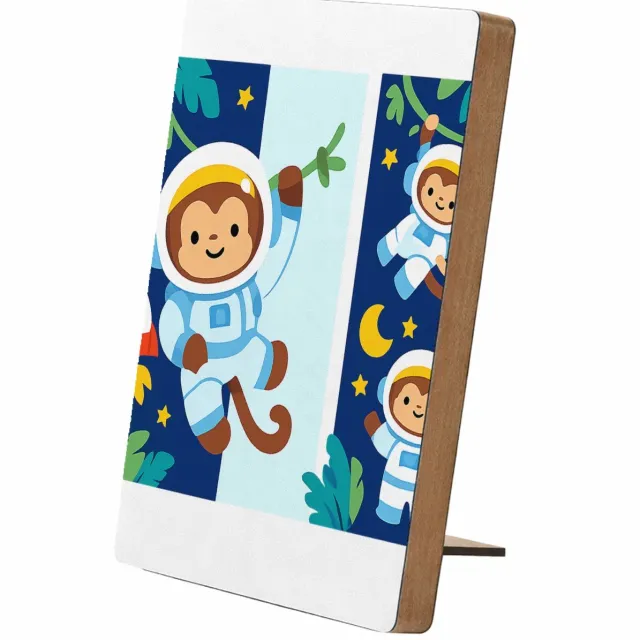 Mr Cadeautjes Glasframe/MDF 12,7 x 17,8 - design Dromerige jungle met hangende aapjes en tropische bladeren | cadeau Wit