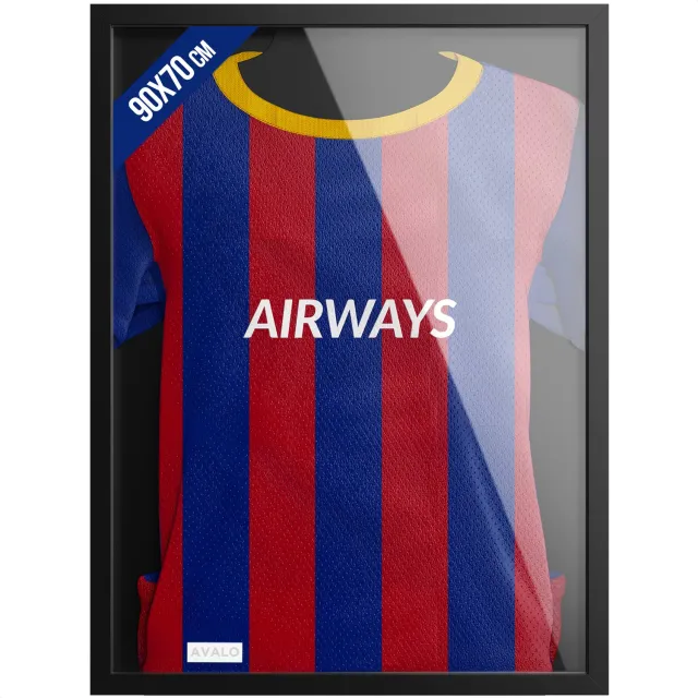 Avalo Wissellijst Hout - Inlijsten Voetbal Shirt - 3D Box Frame - 90x70 CM - Zwart - Diepe fotolijst - Shirt Inlijsten In Fotolijstje