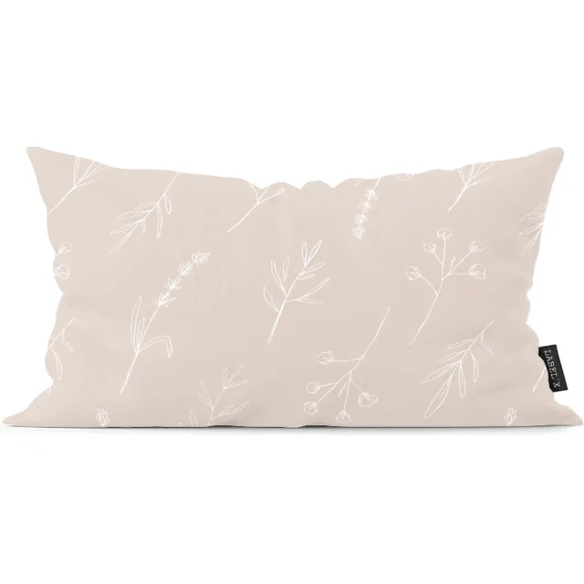 Label2X Kussen floral beige 50 x 30 cm / Binnen black