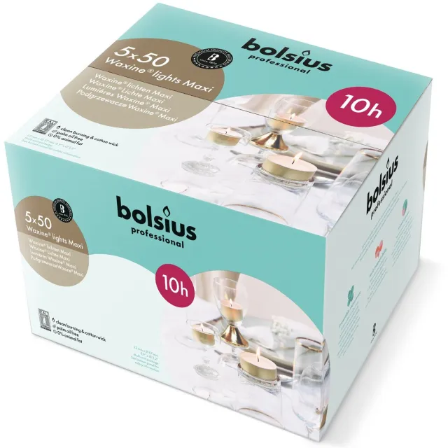 Bolsius VOORDEELVERPAKKING - Maxi Waxine Lichten - 10 uur - 250 stuks wit