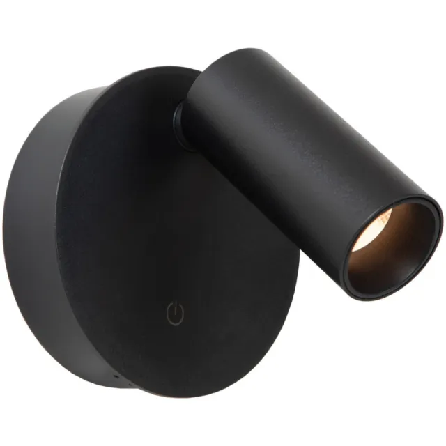 Lucide TONI - Oplaadbare Wandspot / Wandlamp - Accu/Batterij - Ø 8,1 cm - LED Dimb. - CCT - 1x2W 2700K/4000K - Magnetisch - Zwart