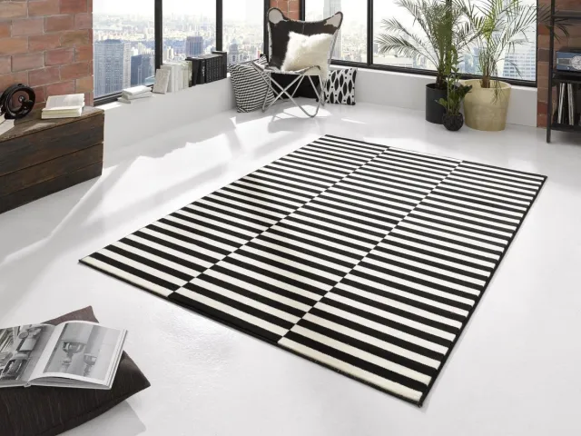 HH Flycarpets Design Vloerkleed - Gloria - Zwart / Creme