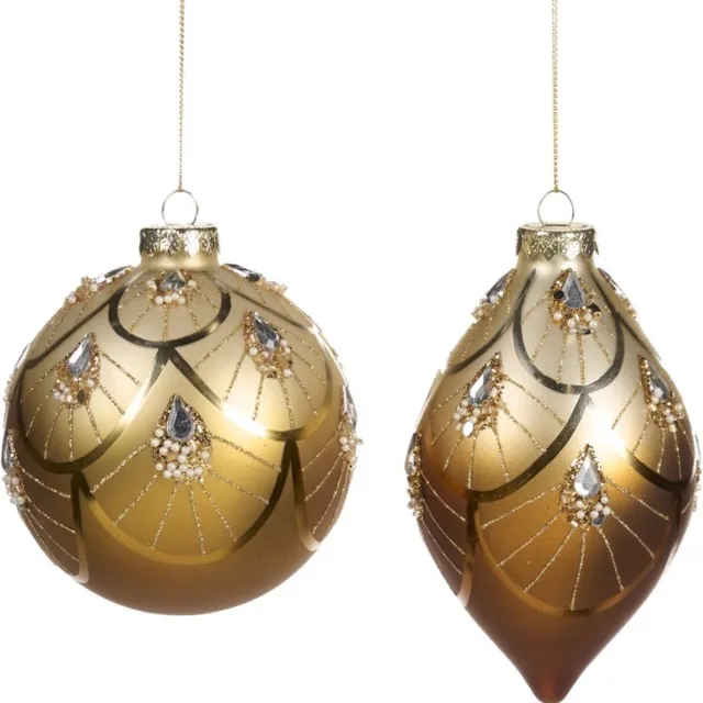 Goodwill Kerstbal Glas - Goud Voordeel Ass. Per - 2 Stuks