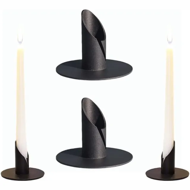 JGS ® 4 stuks kandelaars, zwarte retro kandelaar, dinerlicht, diner, voor woonkamer, eetkamer en slaapkamer, decoratie, schoorsteendecoratie