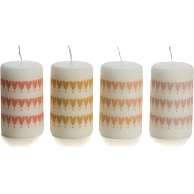Rustik Lys Stompkaarsen 'Cheerful Hearts' (Set van 4) Roze