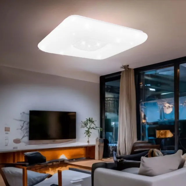 Globo Slimme plafondlamp met afstandsbediening Plafondlamp ster effect dimbaar daglicht licht kristallen, app spraakbesturing, CCT, 1x LED 48W 1x RGB 6W 3450Lm, L 50 cm Wit